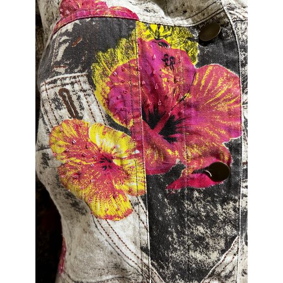 Stonebridge Signature Rhinestone Graphic Floral Button Down Jacket Size X-Large - Picture 3 of 5